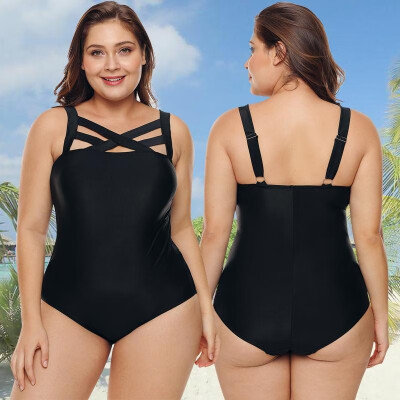 

Plus Size Women Solid One Piece Swimsuit Hollow Out Backless Bathing Monokini Maillot Swimwear