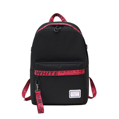 

Casual backpack bag USB charging socket nylon solid color backpack