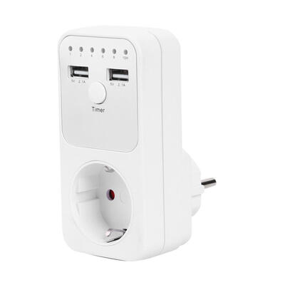 

Dual USB EU Plug Timing Socket Timer Switch Countdown Outlet Controller