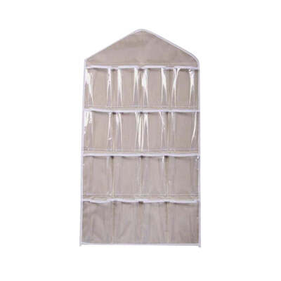 

16 Pockets Transparent Hanging Storage Bags Socks Bra Underwear Organizer for HomeTravelling