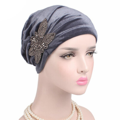 

2019 New Fashion Four-leaf flower-beaded Cap Indian Headscarf Hat Scarf Hat Cap