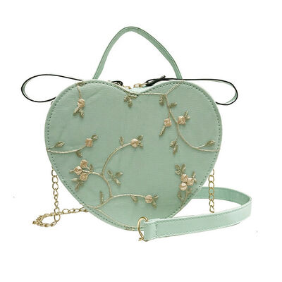 

2019 New Style Chains Flower Fashion Handbag PU Leather Heart-shaped Messenger Women Ladies Cartoon Shoulder Tote Bag
