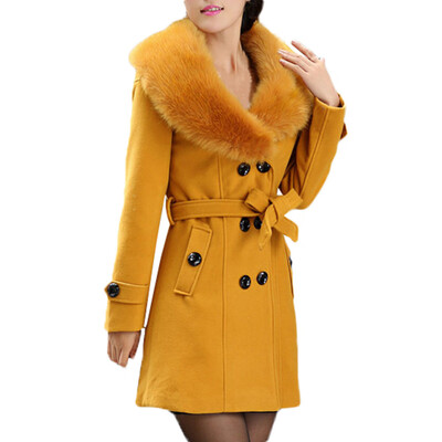 

Toponeto Womens Winter Lapel Wool Coat Trench Jacket Long Sleeve Overcoat Outwear