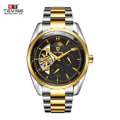 

TEVISE Moon Phase Fully Automatic Mechanical Watches For Man Top Brand Luxury Watch Semi-automatic Trendy Business Style Hollow Me