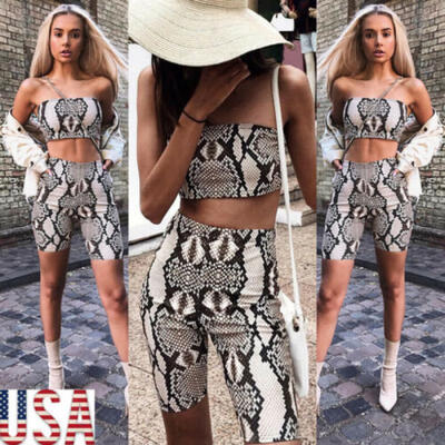 

HOT Women 2 Pieces Crop TopShorts Jumpsuit Romper Summer Beach Set Outfits USA