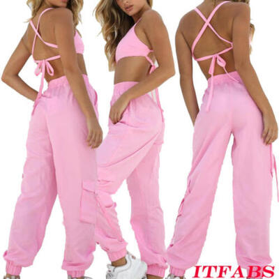 

Summer Womens 2PCS Sleeveless Crop Top Shorts Pants Lounge Tracksuit Set Sports Gym Running Yoga Suit Joggers Wear