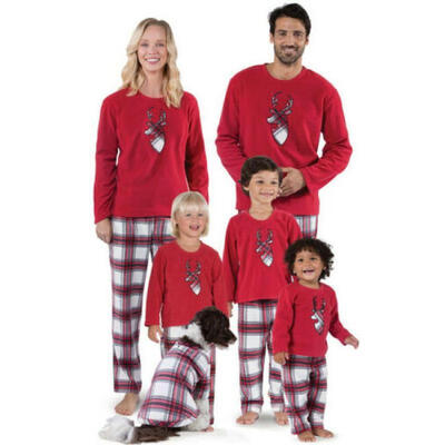 

2019 Family Matching Christmas Pajamas Set Women Daddy Kids Sleepwear Nightwear