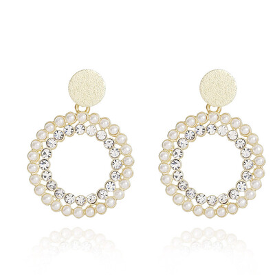 

Women Diamond Pearl Love Heart Pentagram Round Water Drop Shape Earrings Jewelry