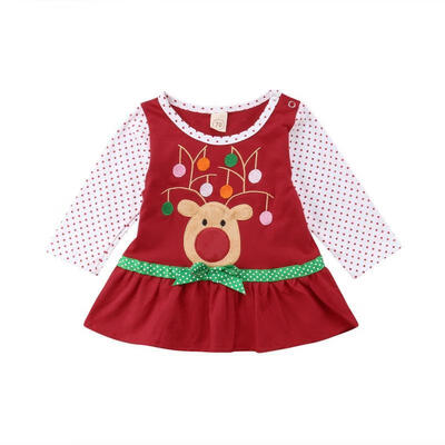 

Newborn Kids Baby Girls Xmas Deer Summer Party Pageant Princess Dresses Clothes
