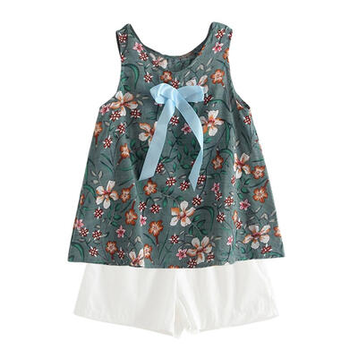 

2pcsSet Cute Sleeveless Children Girls Korean Summer Vest Tops Shorts Suit