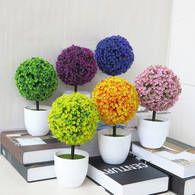 

Artificial Potted Ornament Topiary Ball Shape Bonsai Fake Plant Home Decoration