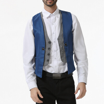 

Toponeto Mens New Style Business Pure V-Neck Vest Fashion Grooms Formal Vest