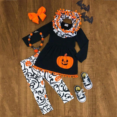 

3pcs Newborn Toddler Kids Baby Girl TopPantHeadband Halloween Outfits Clothes