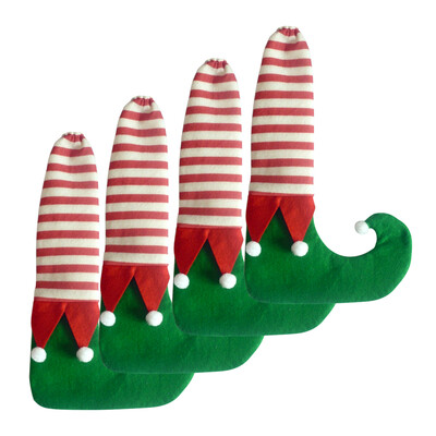 

4Pcs Set Elf Santa Chair Table Leg Covers Christmas Table Decoration Novelty
