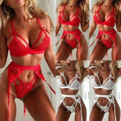 

New Fashion Women Lace Sexy Top Lingerie Push-Up V Neck Casual Unpadded Bra Set