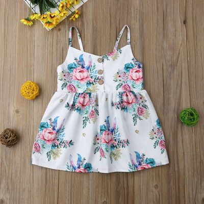 

SUNSIOM Infant Baby Girl Floral Sling Dress Cotton Sundress Sleeveless Summer Clothes