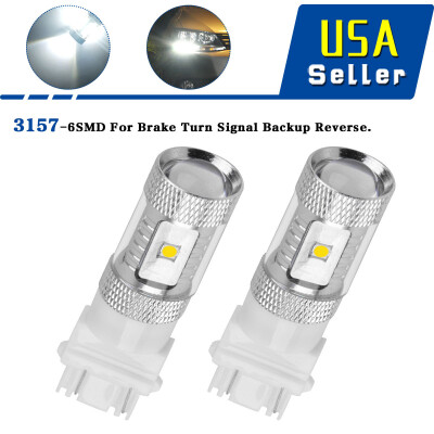 

2x White 3157 3156 6SMD 3030 Chip LED Light Bulbs Tail Brake Stop Turn Signal