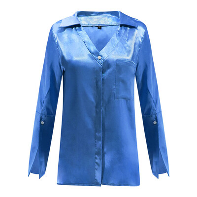 

Fashion Women Tops Bell Long Sleeve Loose Shirt Ladies Casual Blouse Solid Color