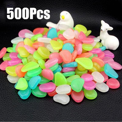 

500pcs Glow in the Dark Garden Pebbles for Walkways Aquarium Decor Plants Luminous Stones