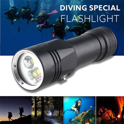 

Saidsome White & Red LED Diving Flashlight Torch Photography Video Light Torch 18650 Lamp flashlight lamp