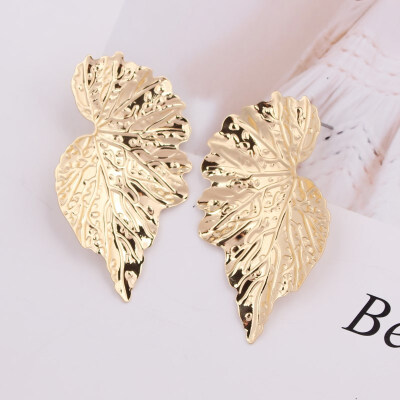

E1022 Big Leaf Flower Hanging Earrings Statement Metal Painted Earrings For Women Wholesale Jewelry Accessories Pendientes Mujer
