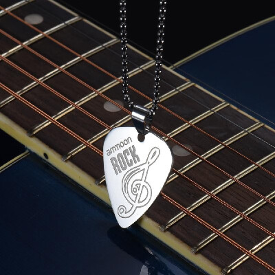 

ammoon Guitar Pick Necklace Stainless Steel with 50cm20in Ball Chain Silver Color