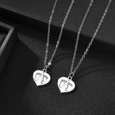 

New Design Footprint Heart I Love You Nevckalce Silver Chain Necklace Pendant For Women Men Romantic Couple Statement Jewelry