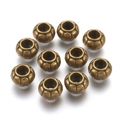 

Tibetan Style Alloy European Beads Tibetan Style Lead Free Cadmium Free&Nickel Free Antique Bronze Color Rondelle