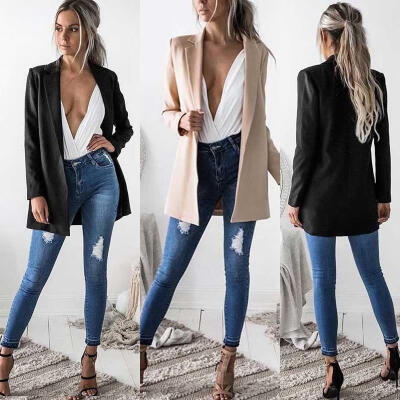 

OL Women Cotton Cardigan Suit Coat Business Blazer Lady Temperament Long Outwear