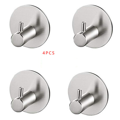 

4Pcsset Bathroom Self Adhesive Wall Hook for Towel Robe Brushed Stainless Steel Wall Rack Hanger