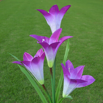 

〖Follure〗4 heads solar lantern LED decorative outdoor lawn lamp 4 flower lily garden lamp
