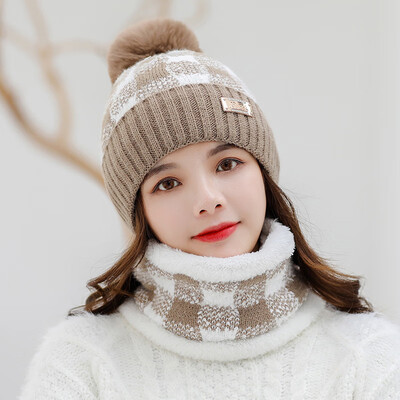 

Winter hat two-piece womens wool warm wool hat sweet cute knit ear-protection cap