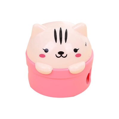 

Adorable Cat Style Plastic Double Holes Easy Cleanup Student Pencil Sharpeners Color Random
