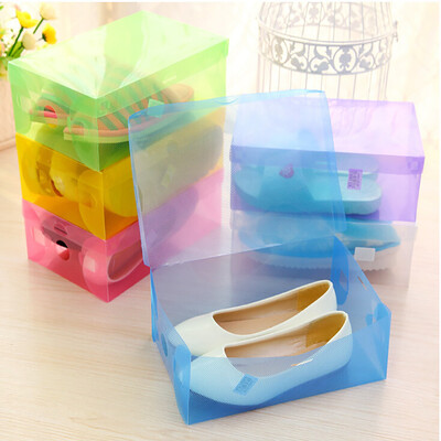 

Gobestart 5 x Transparent Clear Plastic Shoe Storage Organiser Foldable Boxes