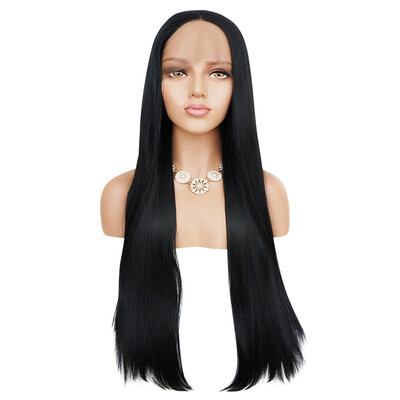 

Women Full Lace Front Natural Straight Black Wigs Synthetic Hair