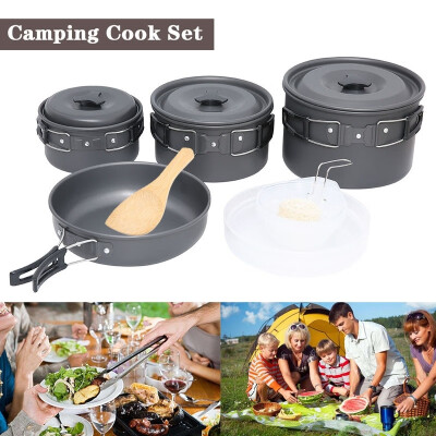 

Camping Pot Pan Cookware Kit Outdoor Aluminum Hiking Cooking Set Travel For Bbq Picnic