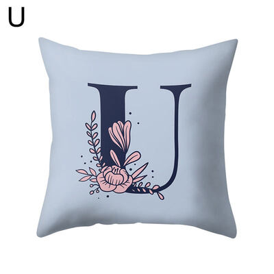 

Modern Capital Letter Flower Pillow Case Waist Throw Cushion Cover Home Decor