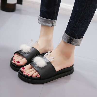 

Slippers soft bottom comfortable one word outdoor casual womens shoes Joker 2018 summer sandals flat womens shoes