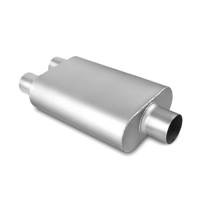 

Chambered 3" Single Inlet 25" Dual Outlet Performance Race Muffler 19" Long