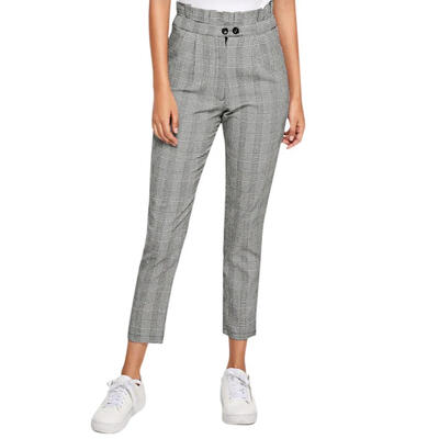 

Office Lady Plaid Print Long Harem Pants High Waist Women Capris Trousers