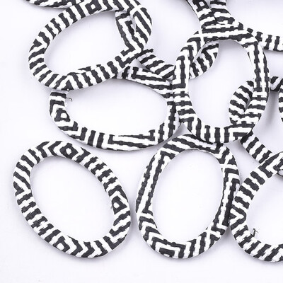

Handmade Raffia Woven Linking Rings with Iron & Aluminum Findings Oval Platinum Black 515x37x4mm Inner Diameter 25x40mm
