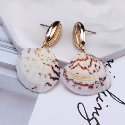 

EK649 Big Shell Drop Earrings For Women Creative Starfish Conch Cowrie Hanging Brincos Statement Earrings Boho Beach Jewelry