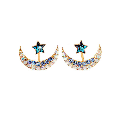 

Moon Star Shaped Crystal Decors Women Girls Earrings Alloy Ear Studs Loop jewelry