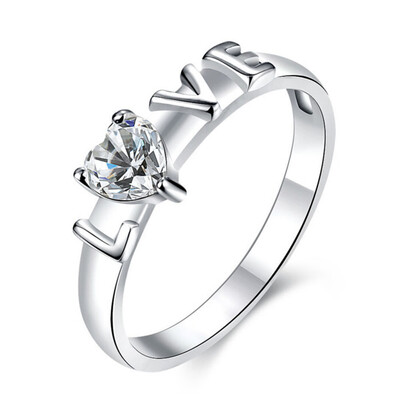 

New Jewelry Heart-shaped Copper Plated Wedding Ring Especially Perfect Love