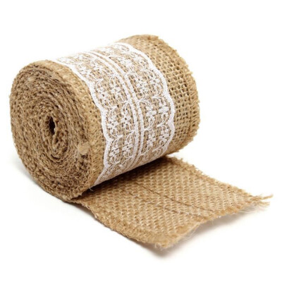 

6cmx2m Lace Linen Ribbon Jute Burlap Roll DIY Handmade Christmas Craft Fabric Trim Hemp Wrapping Gift Decoration