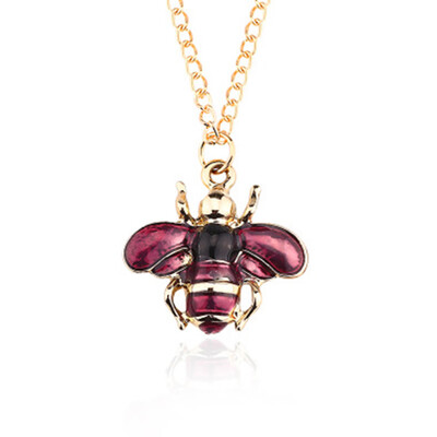 

1pc Cuye Lovely Orange Bee Animal Pendants Necklace for Women Fine Jewelry Creative Pendant Bee Necklace