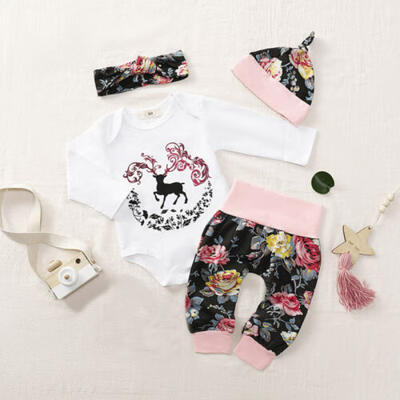 

CA Newborn Infant Baby Girls Romper Jumpsuit Bodysuit Headband Floral Outfit Set