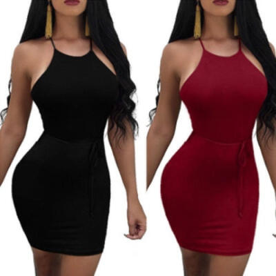 

2018 New Women Sexy Casual Summer Mini Dress Cocktail Party Evening Bodycon Sleeveless