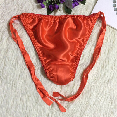 

Womens Shiny Satin Ruffled Panties Thong Lace Up Sissy Briefs Bikini Underwear