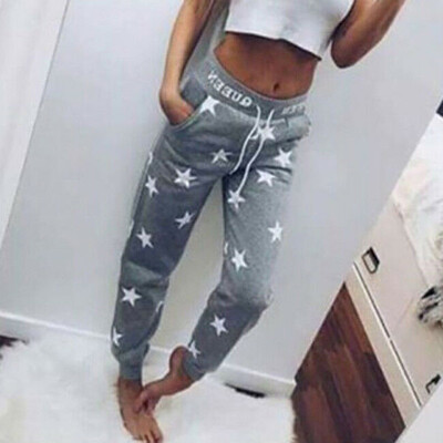 

Tailored Fashion Women Star Print Drawstring Trousers Sports Running Bottoms Casual Pants